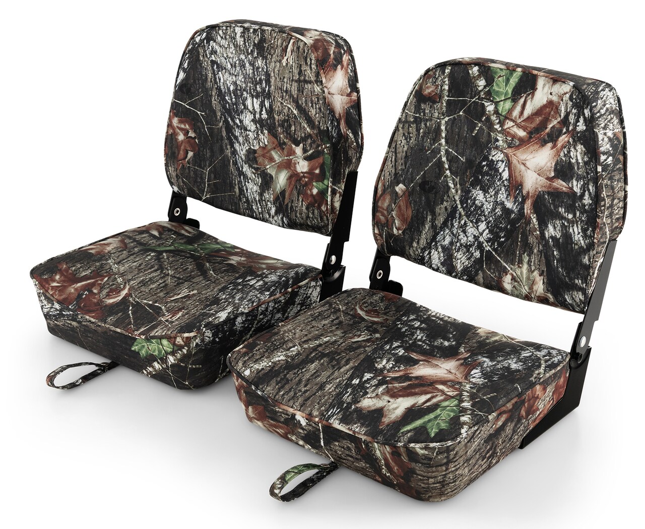 Costway 2-Piece Folding Boat Seat Set with Sponge Padding & Aluminum Hinges Low Back Black